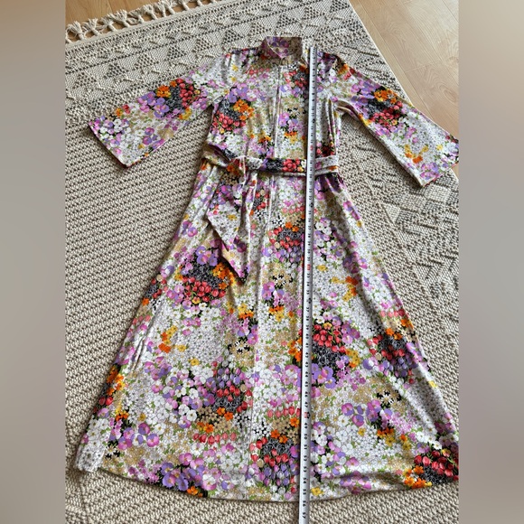 Christian Dior Loungewear Vintage Floral Print Dressing House Coat / Dress Sz M - Picture 9 of 14